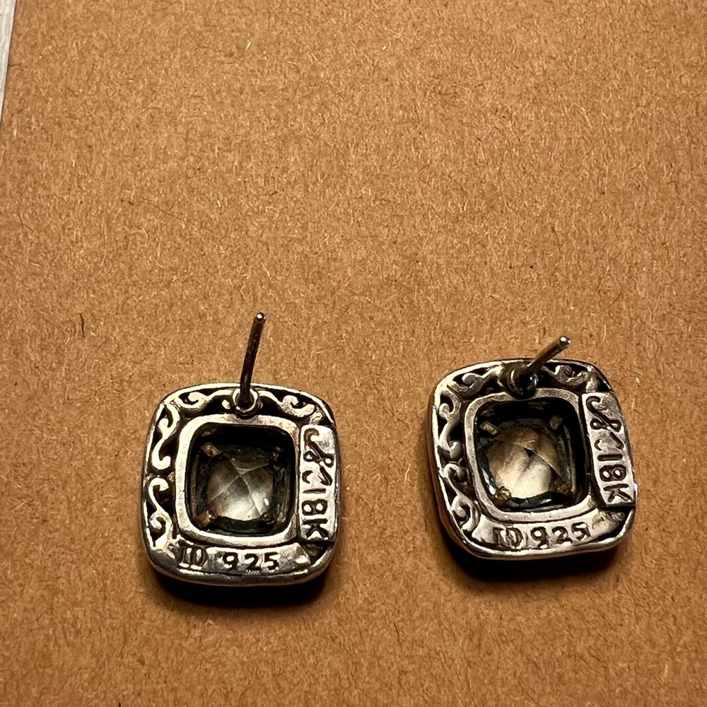 Intricate Silver Earrings with Blue Accents (Believed to be Topaz) - Picture 3 of 7